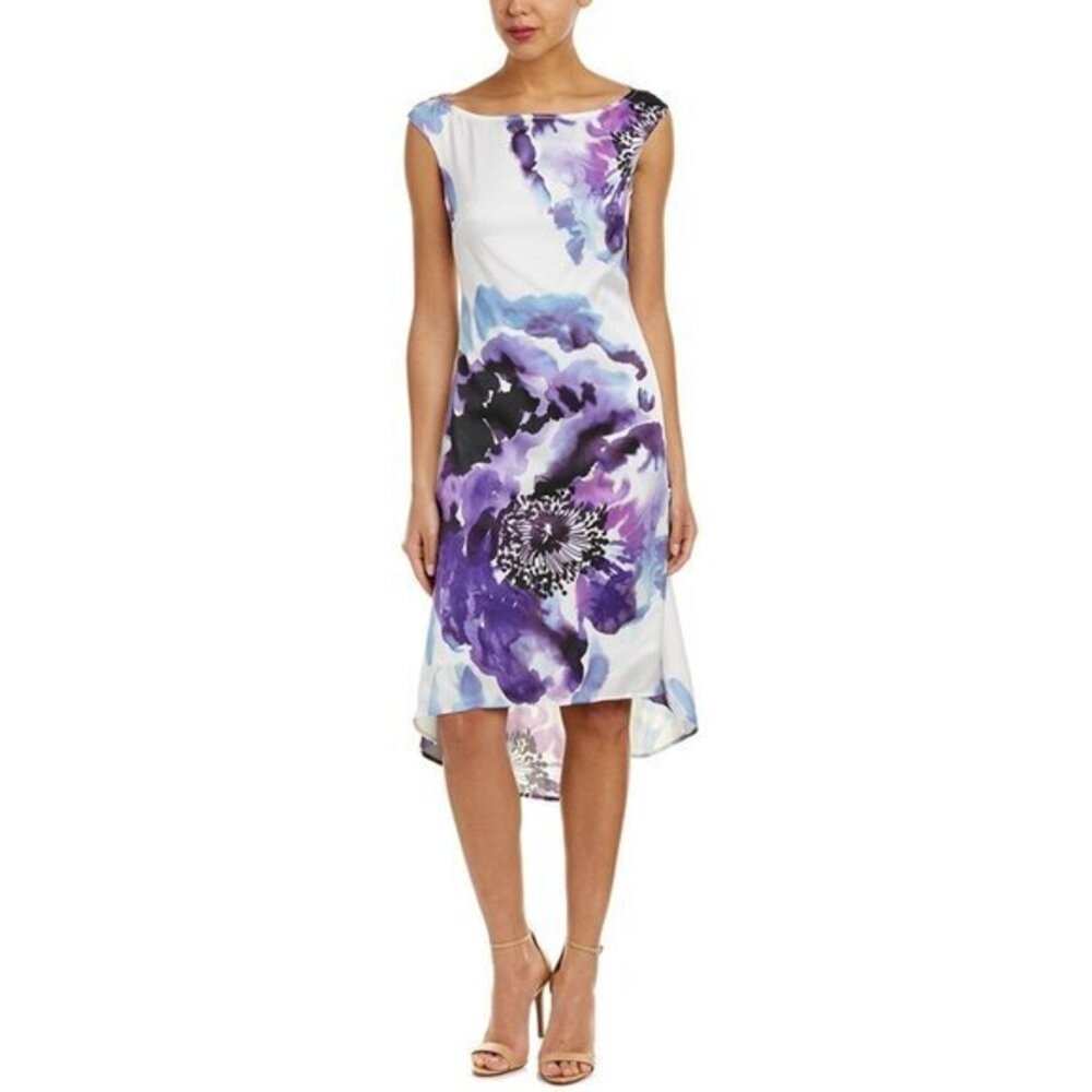 Trina Turk Purple Pacific Heights Peony High Low Kindered Dress SZ 6 New $368